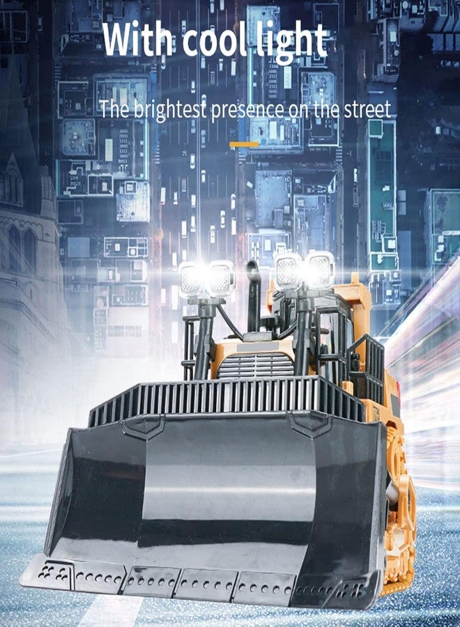 Daji Remote Control Bulldozer RC 1/24 Full Functional Construction Vehicle, 2.4Ghz 9 Channel Bulldozer Front Loader Toy with Light and Sound for Kids Age 6,7,8,9,10,11 - Multicolour - Image 4